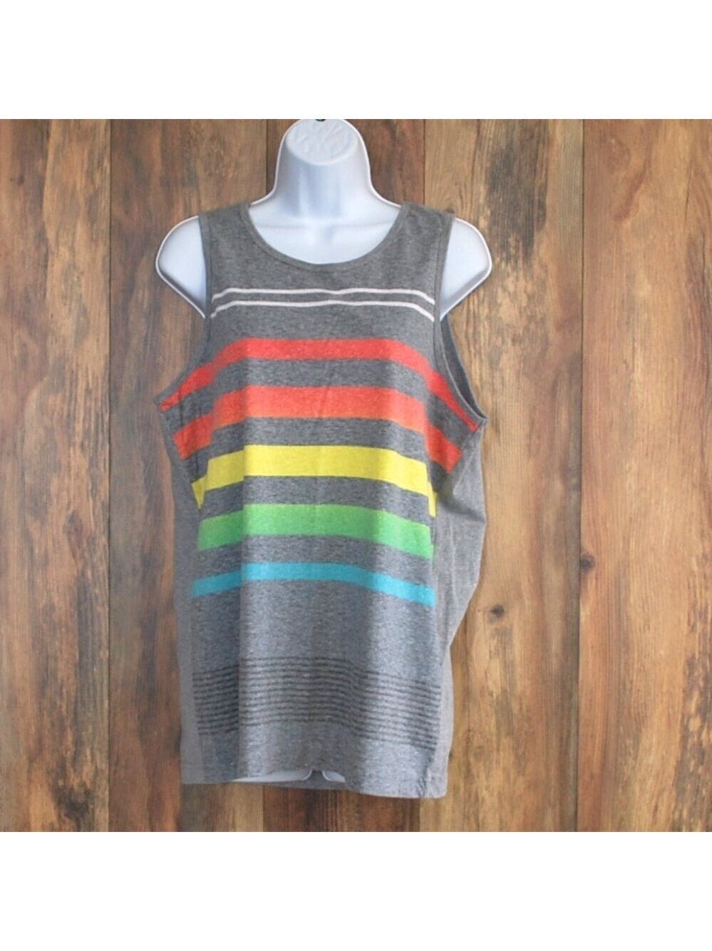 George Men's Gray Rainbow Stripe Tank Top M